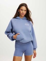 Blå - Cotton On Plysch Premium Grafisk Raglanhuvtröja - Bild 1 av 5