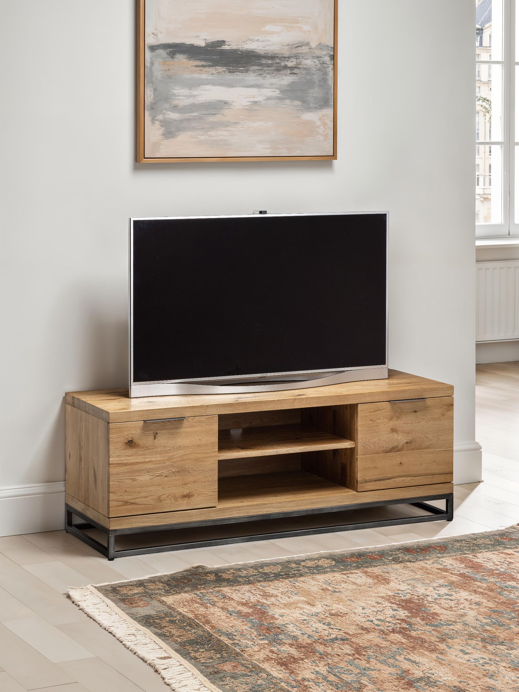 Julian Bowen Brooklyn 2 Door 2 Shelf Oak Tv Unit - Image 7