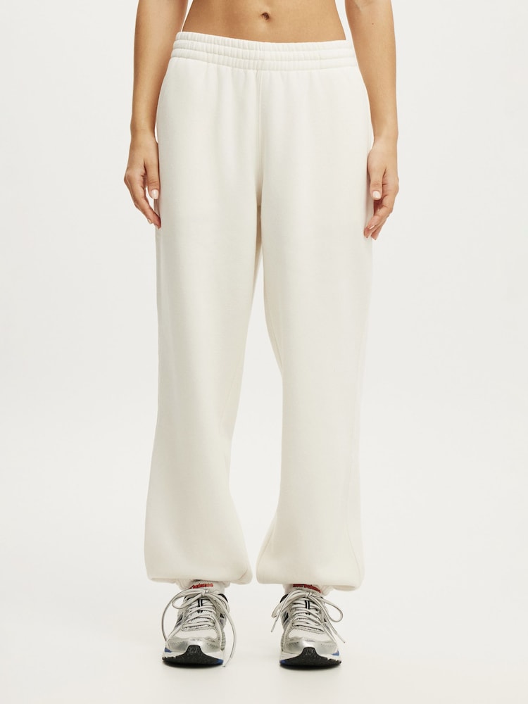 Cotton On White Plush Boyfriend Joggers - Image 1 of 3 Cotton On White Plush Boyfriend Joggers - Image 1 of 3