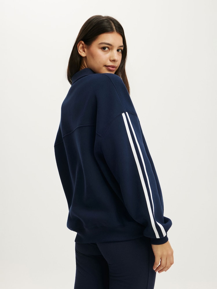 Синий - Cotton On Plush Oversized Rugby Sweatshirt - Изображение 2 4