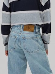 Azul - Calça jeans Calvin Klein de cintura alta e wide leg - Imagem 4 de 6