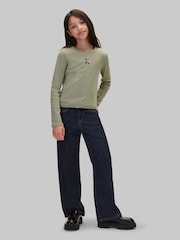 Verde di petrolio - Calvin Klein Long Sleeve Logo T-Shirt - Immagine 3 di 5