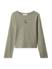 Verde di petrolio - Calvin Klein Long Sleeve Logo T-Shirt - Immagine 5 di 5