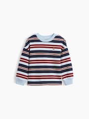 Gap Blue & Burgundy Red Stripe Heavyweight Long Sleeve T-Shirt (6mths-5yrs) - Image 1 of 2