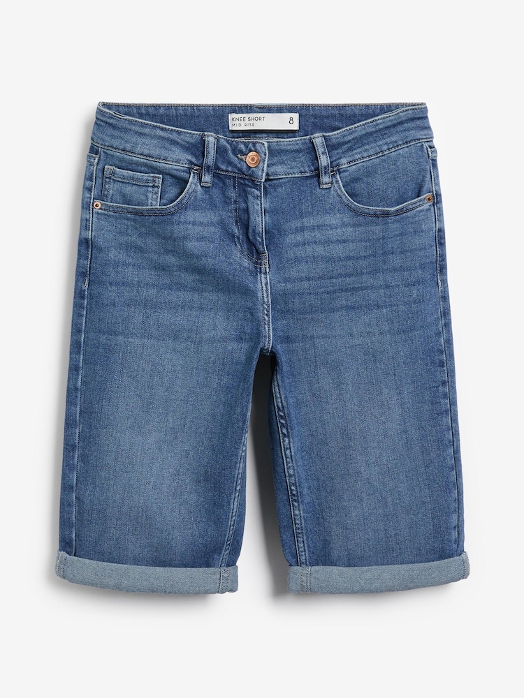 Mittelblau - Knielange Denim-Shorts - Bild 5 von 5