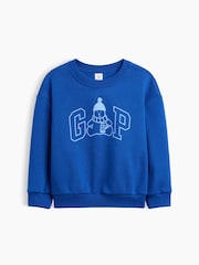 Gap Blue Relaxed Christmas Logo Sweatshirt (6mths-5yrs) - Image 1 of 2
