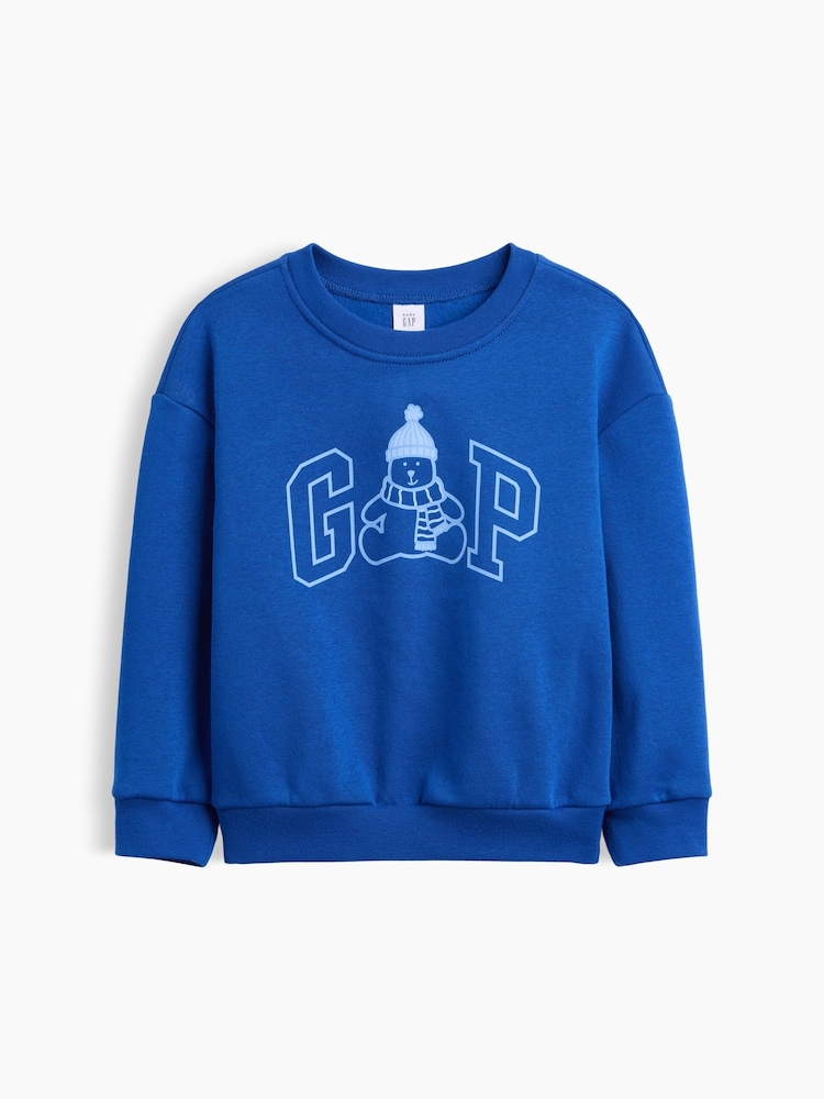 Gap Blue Relaxed Christmas Logo Sweatshirt (6mths-5yrs) - Image 1 of 2 Gap Blue Relaxed Christmas Logo Sweatshirt (6mths-5yrs) - Image 1 of 2
