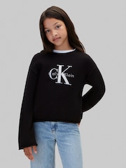 Calvin Klein Black Knit Logo Jumper - Image 1 of 6