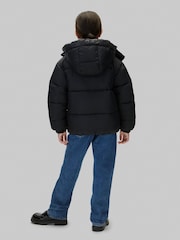 Calvin Klein Blue Hooded Logo Puffer Coat - Image 2 of 5