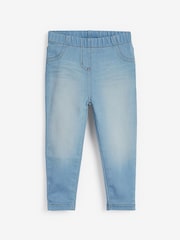 Mid Blue/Light Blue Denim 2 Pack Elasticated Waist Jeggings (3mths-7yrs) - Image 2 of 5
