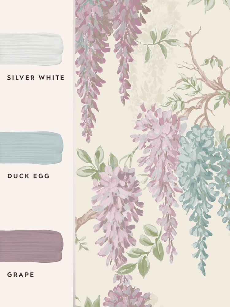 Laura Ashley Duck Egg Wisteria Garden 10M Wallpaper - Image 4 of 4