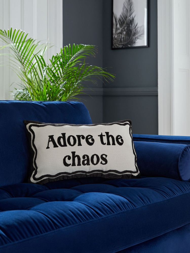 Monochrome 40 x 59cm Adore The Chaos Flock Cushion - Image 1 of 5