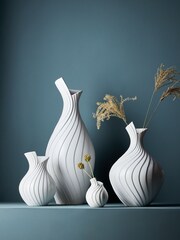 White Ceramic Pleated Medium Vase - Image 2 of 2
