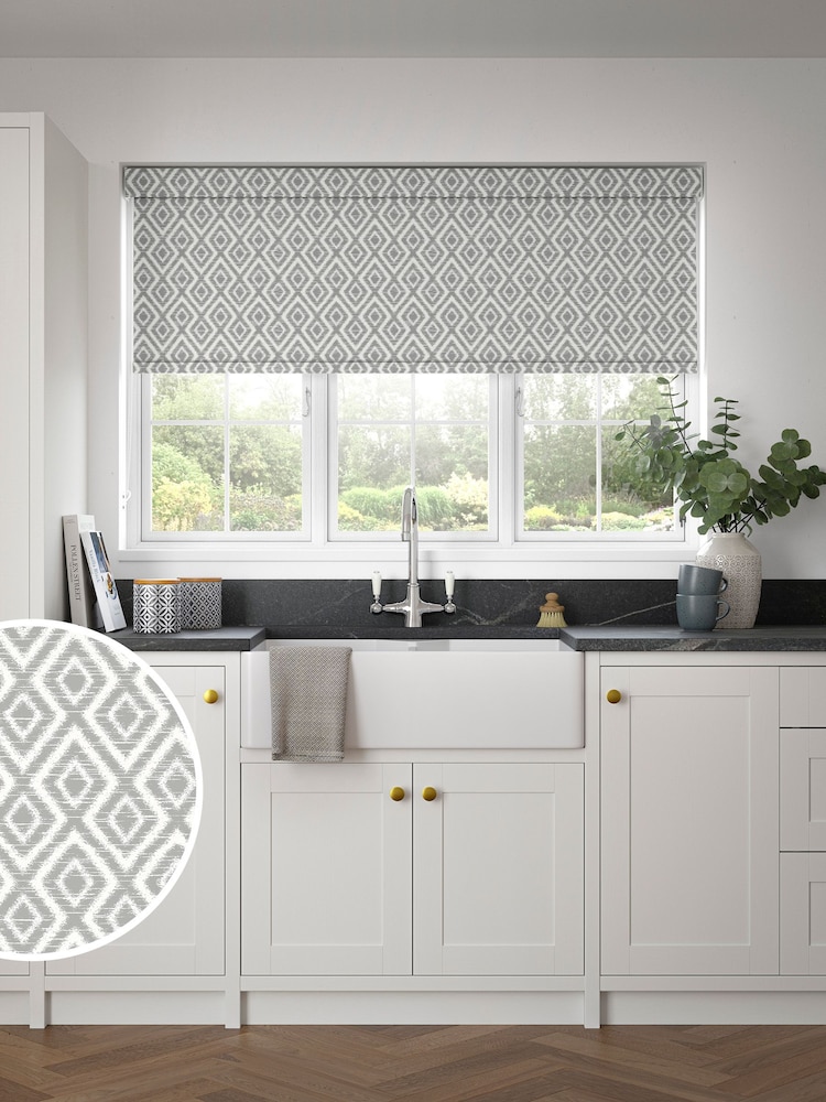 Grey Diamond Geo Made to Measure Roller Blind - Image 1 of 6