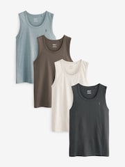 Neutral Mix 100% Cotton Vests 4 Pack - Image 1 of 1