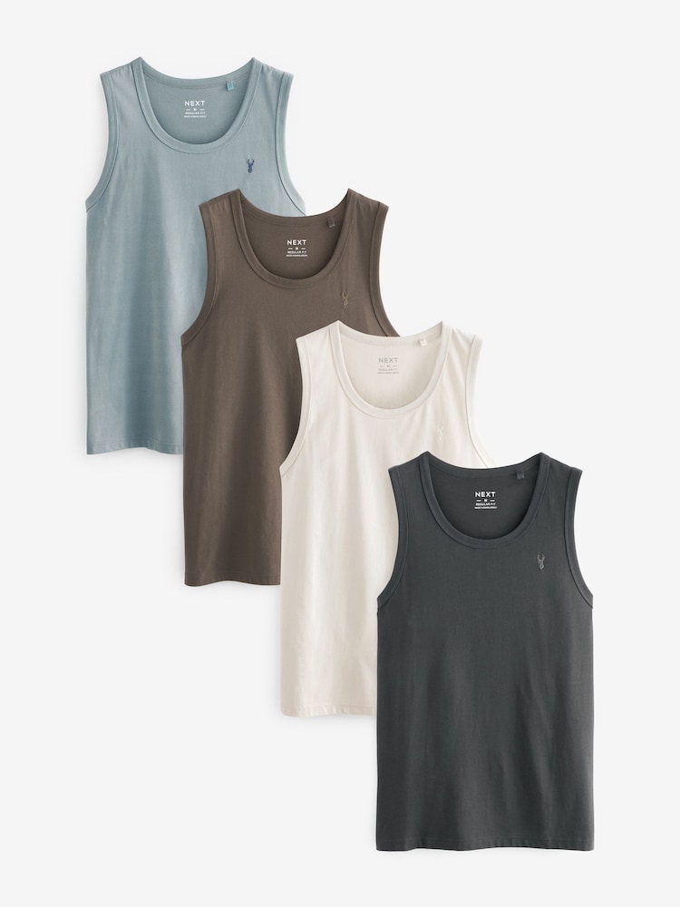 Neutral Mix 100% Cotton Vests 4 Pack - Image 1 of 1