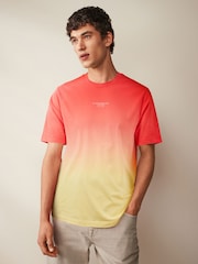 Yellow/Orange 100% Cotton Dip Dye T-Shirt - Image 1 of 6