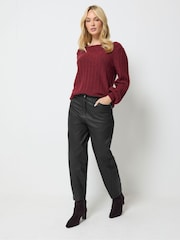M&Co Black Coated Barrel Leg Jeans - Image 2 of 6