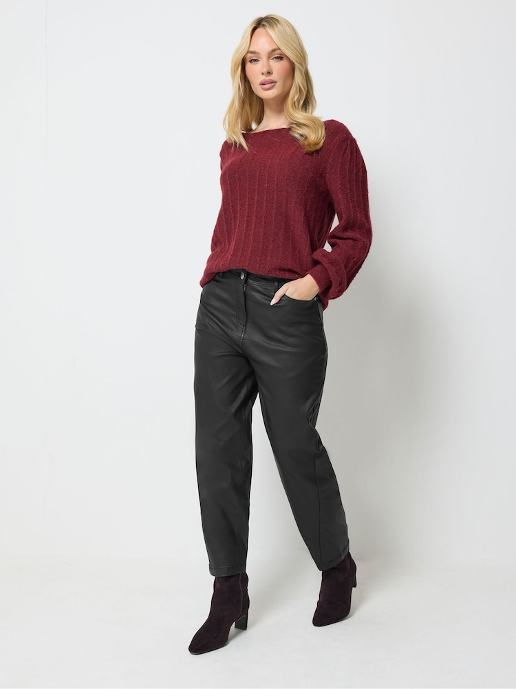 M&Co Black Coated Barrel Leg Jeans - Image 2 of 6 M&Co Black Coated Barrel Leg Jeans - Image 2 of 6