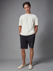 Ecru White Relaxed Fit 100% Cotton Seersucker Texture T-Shirt - Image 2 of 3