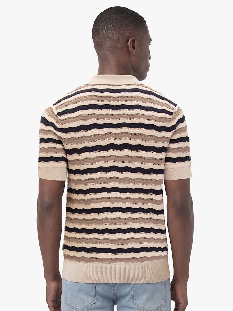 Luke 1977 Cream Maughold  Knitted Polo Shirt - Image 2 of 5