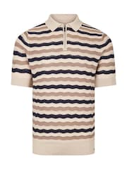 Luke 1977 Cream Maughold  Knitted Polo Shirt - Image 3 of 5