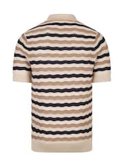 Luke 1977 Cream Maughold  Knitted Polo Shirt - Image 4 of 5