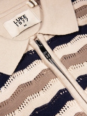 Luke 1977 Cream Maughold  Knitted Polo Shirt - Image 5 of 5