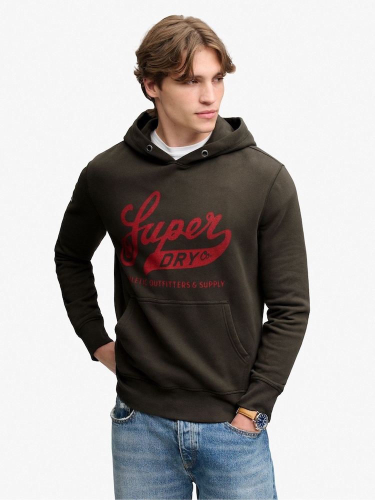 Superdry Black Vintage Script Hoodie - Image 1 of 7 Superdry Black Vintage Script Hoodie - Image 1 of 7