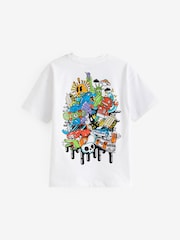 White Graffiti Backprint Relaxed Fit Short Sleeve Graphic T-Shirt (3-16yrs) - Image 6 of 7
