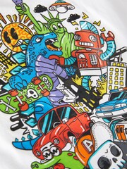 White Graffiti Backprint Relaxed Fit Short Sleeve Graphic T-Shirt (3-16yrs) - Image 7 of 7