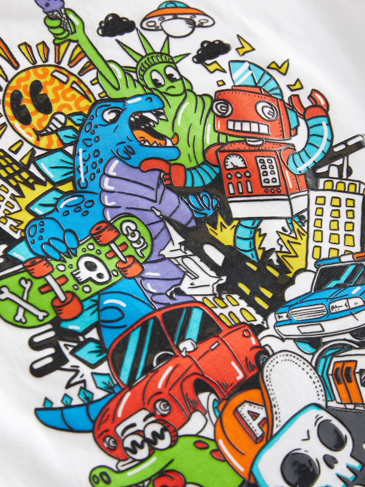 White Graffiti Backprint Relaxed Fit Short Sleeve Graphic T-Shirt (3-16yrs) - Image 7 of 7