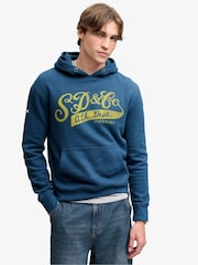 Superdry Blue Vintage Script Hoodie - Image 1 of 6