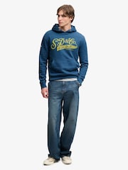Superdry Blue Vintage Script Hoodie - Image 3 of 6