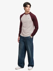 Superdry Brown Vintage Athletic Baseball Top - Image 3 of 7