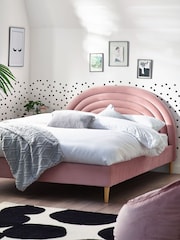 Opulent Velvet Blush Pink Kids Rainbow Upholstered Standard Bed - Image 2 of 9