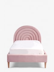 Opulent Velvet Blush Pink Kids Rainbow Upholstered Standard Bed - Image 5 of 9
