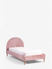 Opulent Velvet Blush Pink Kids Rainbow Upholstered Standard Bed - Image 6 of 9