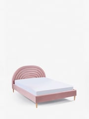 Opulent Velvet Blush Pink Kids Rainbow Upholstered Standard Bed - Image 8 of 9