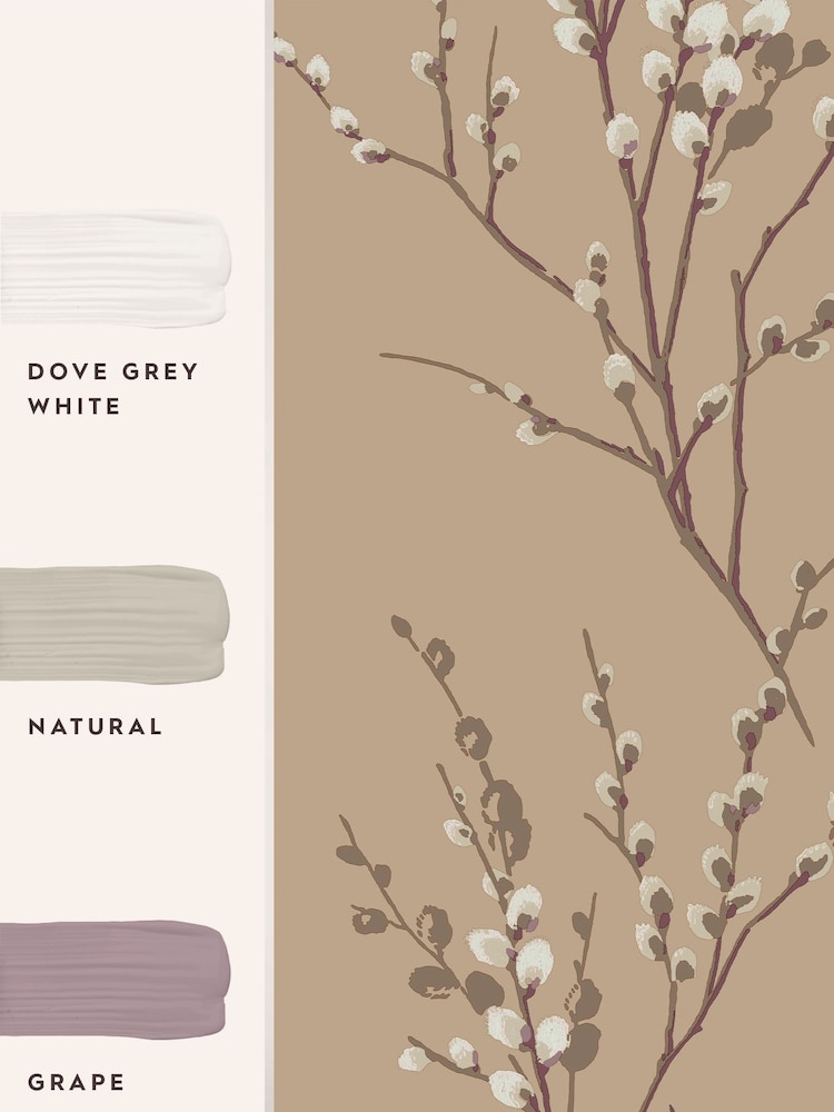 Laura Ashley Natural Pussy Willow 10M Wallpaper - Image 4 of 4
