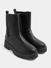 Yours Curve Black Extra Wide Fit Faux Leather Chunky Chelsea Boots - Image 3 of 5