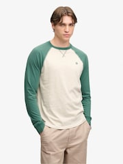 Superdry Green/Cream Vintage Athletic Baseball Top - Image 1 of 6