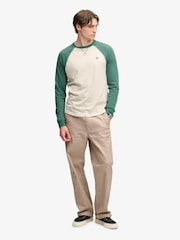 Superdry Green/Cream Vintage Athletic Baseball Top - Image 2 of 6
