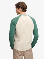 Superdry Green/Cream Vintage Athletic Baseball Top - Image 3 of 6