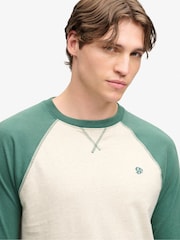 Superdry Green/Cream Vintage Athletic Baseball Top - Image 4 of 6