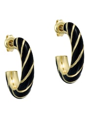 Ted Baker Black Gold Tone Tiffany: Twist Enamel Hoop Earrings - Image 1 of 7