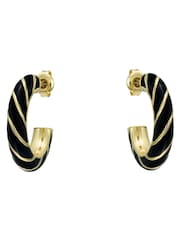 Ted Baker Black Gold Tone Tiffany: Twist Enamel Hoop Earrings - Image 3 of 7