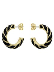 Ted Baker Black Gold Tone Tiffany: Twist Enamel Hoop Earrings - Image 4 of 7