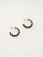 Ted Baker Black Gold Tone Tiffany: Twist Enamel Hoop Earrings - Image 5 of 7