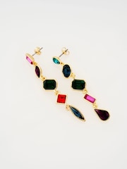Ted Baker Multi Crystal Gold Tone Julianna: Jewel Chain Drop Earrings - Image 4 of 4